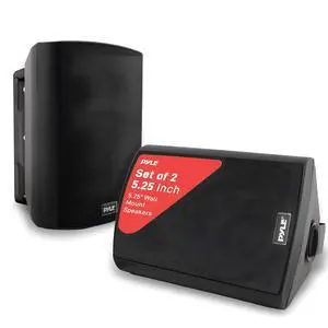 Waterproof Wall Mount Speaker System - 5.25 Inch Active + Passive Pair Wireless Bluetooth Compatible Indoor/Outdoor Stereo Sound Set with AUX IN - PDWR52BTBK (Black) Waterproof Wall Mount Speaker System - 5.25 Inch Active + Passive Pair Wireless Bluetooth Compatible Indoor/Outdoor Stereo Sound Set with AUX IN - PDWR52BTBK (Black)