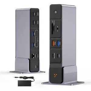 USB C Docking Station 3 Monitors, 18-in-1 Triple 4K Display, 150W Power Adapter with 20W Fast Charging, 8 USB Ports up to 10Gbps, 2 HDMI/DP/USB C, for Windows/Chrome OS USB C Docking Station 3 Monitors, 18-in-1 Triple 4K Display, 150W Power Adapter with 20W Fast Charging, 8 USB Ports up to 10Gbps, 2 HDMI/DP/USB C, for Windows/Chrome OS