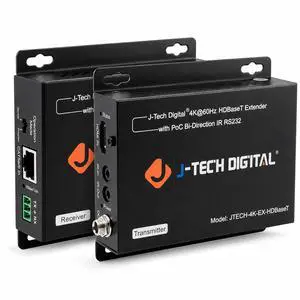 4K HDBaseT HDMI Extender Over Cat5e/6 Ethernet up to 230ft (1080P) 130ft (4K), Supports HDCP 2.2/1.4, RS232, Bi-Directional IR and PoC 4K HDBaseT HDMI Extender Over Cat5e/6 Ethernet up to 230ft (1080P) 130ft (4K), Supports HDCP 2.2/1.4, RS232, Bi-Directional IR and PoC