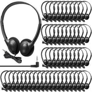 100 Pack Headphones for Classroom Bulk Students Adjustable Headphones Wired Pack Black Over the Head Earphones with 3.5 mm Plug for School Library Museums Charity Donate(Black) 100 Pack Headphones for Classroom Bulk Students Adjustable Headphones Wired Pack Black Over the Head Earphones with 3.5 mm Plug for School Library Museums Charity Donate(Black)