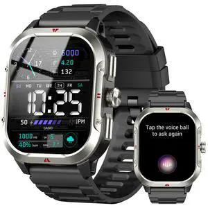 Smart Watch for Men Built-in GPS, 2.06" Military Fitness Tracker IP68 Waterproof, Fitness Watch with Heart Rate/Sleep, Smartwatch with Answer/Make Calls, 100+ Sport Modes for iPhone/Android, Black Smart Watch for Men Built-in GPS, 2.06" Military Fitness Tracker IP68 Waterproof, Fitness Watch with Heart Rate/Sleep, Smartwatch with Answer/Make Calls, 100+ Sport Modes for iPhone/Android, Black