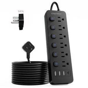 6Ft Power Strip with 6 Individual Switches, 6 Outlets | 3 USB-A Ports & 1 USB-C Port, No Surge Protector, Flat Plug, 1250W/10A, Cruise Friendly for Home Office Dorm Travel 6Ft Power Strip with 6 Individual Switches, 6 Outlets | 3 USB-A Ports & 1 USB-C Port, No Surge Protector, Flat Plug, 1250W/10A, Cruise Friendly for Home Office Dorm Travel