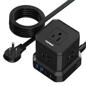 Power Strip Surge Protector (700J), 10 FT Flat Extension Cord with 5 Outlets, 2 USB-C & 2 USB-A, Power Strip with USB for Home, Office, Dorm, Hotel, Travel, Compact Desk Charging Station Power Strip Surge Protector (700J), 10 FT Flat Extension Cord with 5 Outlets, 2 USB-C & 2 USB-A, Power Strip with USB for Home, Office, Dorm, Hotel, Travel, Compact Desk Charging Station