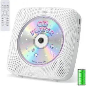 CD Player Portable Bluetooth Rechargeable: CD Players for Home with 1800mAh Desktop Wall CD Player with Speakers Music Player CD Boombox FM Radio USB Remote Control CD Player Portable Bluetooth Rechargeable: CD Players for Home with 1800mAh Desktop Wall CD Player with Speakers Music Player CD Boombox FM Radio USB Remote Control