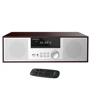 Bluetooth Stereo System for Home, 40W CD Player with Speaker | DSP Enhanced Audio, Real Wood Enclosure,12mm Thick MDF, Aluminum Panel, 3" Woofer, Preset 20 Programmable FM Stations,Silver Bluetooth Stereo System for Home, 40W CD Player with Speaker | DSP Enhanced Audio, Real Wood Enclosure,12mm Thick MDF, Aluminum Panel, 3" Woofer, Preset 20 Programmable FM Stations,Silver