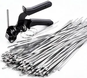 Stainless Steel Zip Tie Tool Kit with 150 Pcs 304 Metal Zip Ties | 200 lbs Tensile Strength, Heavy Duty Non-Slip Gear, Safe Flush Cutting for Outdoor Wire Fence, Chainlink & Farm Cage Repair Stainless Steel Zip Tie Tool Kit with 150 Pcs 304 Metal Zip Ties | 200 lbs Tensile Strength, Heavy Duty Non-Slip Gear, Safe Flush Cutting for Outdoor Wire Fence, Chainlink & Farm Cage Repair