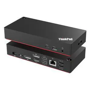 Thinkpad 40AY0090 Universal Hybrid USB-C with USB-A Docking Station for Lenovo Laptop, 3 External Displays, Comes with HDMI 4K Cable + DP Cable+ Cleaning Cloth Thinkpad 40AY0090 Universal Hybrid USB-C with USB-A Docking Station for Lenovo Laptop, 3 External Displays, Comes with HDMI 4K Cable + DP Cable+ Cleaning Cloth