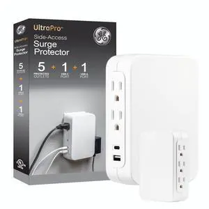 USB C 5 Outlet Extender, Side-Access, Wall Tap Sur Protector | Multi-Plug, USB A, 3-Prong, Secure Install, White, 83503 USB C 5 Outlet Extender, Side-Access, Wall Tap Sur Protector | Multi-Plug, USB A, 3-Prong, Secure Install, White, 83503