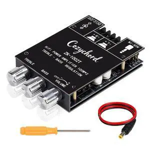 ZK-1002T Bluetooth 5.0 Stereo Amplifier Board, 200W HiFi 2.0 Channel Mini Audio Amp Module with Treble & Bass Control, AUX Input, DC 12V-24V for DIY Speakers,Home Audio ZK-1002T Bluetooth 5.0 Stereo Amplifier Board, 200W HiFi 2.0 Channel Mini Audio Amp Module with Treble & Bass Control, AUX Input, DC 12V-24V for DIY Speakers,Home Audio
