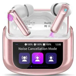 Wireless Earbuds, Bluetooth 5.4 Headphones with Multifunctional Touch Screen, 48H Bass Stereo Ear Buds with ANC/ENC Noise Cancelling/Transparency Mode, IPX7 Earphones with 5 EQ Modes, Pink Wireless Earbuds, Bluetooth 5.4 Headphones with Multifunctional Touch Screen, 48H Bass Stereo Ear Buds with ANC/ENC Noise Cancelling/Transparency Mode, IPX7 Earphones with 5 EQ Modes, Pink