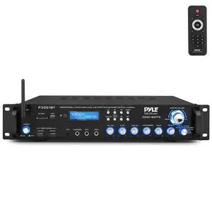 3000W Multi-Channel Bluetooth Wireless Power Amplifier - Rack Mount - Stereo Receiver w/ FM Radio - USB/SD - Dual Mic w/ Echo - RCA - Headphone - LED Display - Cooling Fan - P3001BT 3000W Multi-Channel Bluetooth Wireless Power Amplifier - Rack Mount - Stereo Receiver w/ FM Radio - USB/SD - Dual Mic w/ Echo - RCA - Headphone - LED Display - Cooling Fan - P3001BT
