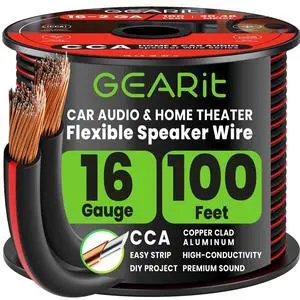 16 Gauge Speaker Wire 100FT,16/2 Speaker Cable for Home & Car Audio | Black Speaker Wire 16 Gauge with Foot Markers,Polarity Marked,16 AWG Speaker Wires for DIY Installations(CCA,Black) 16 Gauge Speaker Wire 100FT,16/2 Speaker Cable for Home & Car Audio | Black Speaker Wire 16 Gauge with Foot Markers,Polarity Marked,16 AWG Speaker Wires for DIY Installations(CCA,Black)