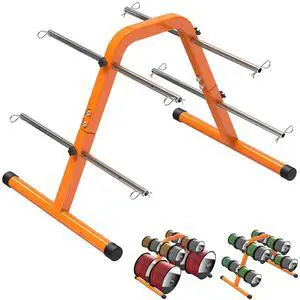Portable Wire Spool Caddy Heavy-Duty Steel Cable Dispenser with 4 Adjustable Rods for Effortless Spool Storage & Dispensing (Orange) Portable Wire Spool Caddy Heavy-Duty Steel Cable Dispenser with 4 Adjustable Rods for Effortless Spool Storage & Dispensing (Orange)
