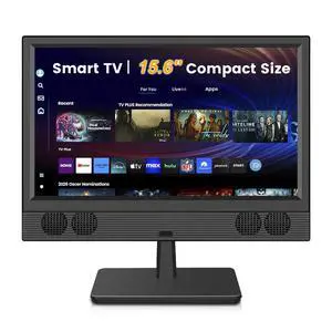 15.6 Inch Small Smart TV - Full HD 1080p Compact Flat Screen Smart Television with Wi/Fi, Bluetooth, Voice Remote for Kitchen, Bedroom, RV 15.6 Inch Small Smart TV - Full HD 1080p Compact Flat Screen Smart Television with Wi/Fi, Bluetooth, Voice Remote for Kitchen, Bedroom, RV