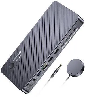 AV Access Docking Station KVM Switch 2 Monitors 2 Laptops, 4K Dual Display | 100W PD for Each PC, 1G Ethernet, EDID Emulation, 4K KVM Dock for Home Office AV Access Docking Station KVM Switch 2 Monitors 2 Laptops, 4K Dual Display | 100W PD for Each PC, 1G Ethernet, EDID Emulation, 4K KVM Dock for Home Office