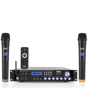Bluetooth Multi-Channel Hybrid Pre-Amplifier System - 3000W Home Audio Rack Mount Stereo Power Amplifier Receiver w/ Radio, USB, UHF, Dual Wireless Karaoke mic, Speaker Sound System - PWMA4004BT Bluetooth Multi-Channel Hybrid Pre-Amplifier System - 3000W Home Audio Rack Mount Stereo Power Amplifier Receiver w/ Radio, USB, UHF, Dual Wireless Karaoke mic, Speaker Sound System - PWMA4004BT