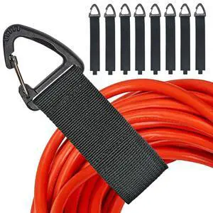 Extension Cord Organizer Garage Organization with Carabiner 8 Pack | 16-Inch straps, Holds Up to 50 lbs, Hose holder, Carabiner Clip, Heavy Duty, For House, For Yard, For Storage, For Workshop Extension Cord Organizer Garage Organization with Carabiner 8 Pack | 16-Inch straps, Holds Up to 50 lbs, Hose holder, Carabiner Clip, Heavy Duty, For House, For Yard, For Storage, For Workshop