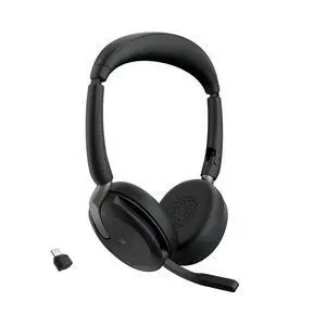 Evolve2 65 Flex Wireless Stereo Headset with Hybrid ANC, Black | Foldable Lightweight Design, ClearVoice Mic Technology, Hybrid ANC for Busy Spaces, Certified for Microsoft Teams Evolve2 65 Flex Wireless Stereo Headset with Hybrid ANC, Black | Foldable Lightweight Design, ClearVoice Mic Technology, Hybrid ANC for Busy Spaces, Certified for Microsoft Teams