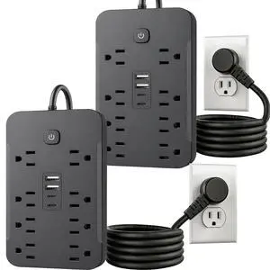 2 Pack 6 Feet Surge Protector Power Strip, 8 AC Outlets and 4 USB Ports (2 USB C), 1430W/11.5A, Flat Plug Extension Cord Outlet Extender for Office, Home, Black 2 Pack 6 Feet Surge Protector Power Strip, 8 AC Outlets and 4 USB Ports (2 USB C), 1430W/11.5A, Flat Plug Extension Cord Outlet Extender for Office, Home, Black