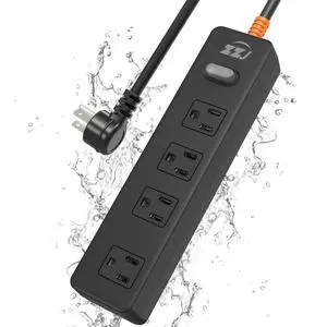 Outdoor Power Strip Weatherproof, 6FT Extension Cord with 4 Outlets | 1625W/13A, IPX6 Waterproof, Electric Shockproof & Overload Protection, Wall Mountable for Kitchen, Workshop, Patio, Porch Outdoor Power Strip Weatherproof, 6FT Extension Cord with 4 Outlets | 1625W/13A, IPX6 Waterproof, Electric Shockproof & Overload Protection, Wall Mountable for Kitchen, Workshop, Patio, Porch