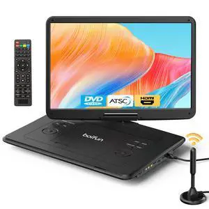 Portable DVD Player with ATSC TV & FM Radio, 15.6" HD Swivel Screen | Built-in Rechargeable Battery, HDMI Input for TV Stick, USB/TF Card Playback, Plays DVDs CDs VCDs, Car & Home Adapters,Black Portable DVD Player with ATSC TV & FM Radio, 15.6" HD Swivel Screen | Built-in Rechargeable Battery, HDMI Input for TV Stick, USB/TF Card Playback, Plays DVDs CDs VCDs, Car & Home Adapters,Black