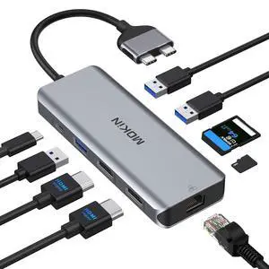 MacBook Pro Docking Station Dual Monitor MacBook Pro HDMI Adapter, 9 in 1 USB C Adapters for MacBook Pro Air Mac HDMI Dock Dongle Dual USB C to Dual HDMI Ethernet 3USB SD Card Reader 100W PD MacBook Pro Docking Station Dual Monitor MacBook Pro HDMI Adapter, 9 in 1 USB C Adapters for MacBook Pro Air Mac HDMI Dock Dongle Dual USB C to Dual HDMI Ethernet 3USB SD Card Reader 100W PD