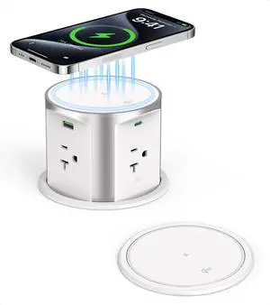 20A Pop Up Outlet for Countertop, 65W USB-C, 15W Qi Wireless, 4AC | 1200J Surge Protection, 6FT 12AWG Cord, Fits 4" Hole, for Kitchen Island Desk RV, White, ETL Listed 20A Pop Up Outlet for Countertop, 65W USB-C, 15W Qi Wireless, 4AC | 1200J Surge Protection, 6FT 12AWG Cord, Fits 4" Hole, for Kitchen Island Desk RV, White, ETL Listed