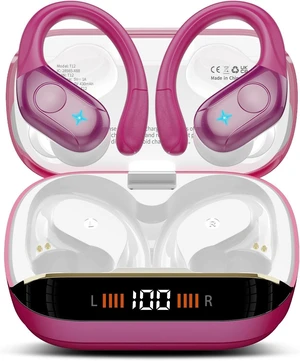 Wireless Earbuds Bluetooth 5.4 Headphones 75H Stereo Deep Bass Sports Over Ear Buds with Earhooks, LED Display Bluetooth Earbuds with 4 ENC Mic, IP7 Waterproof Earphone for Running, Rose Gold Wireless Earbuds Bluetooth 5.4 Headphones 75H Stereo Deep Bass Sports Over Ear Buds with Earhooks, LED Display Bluetooth Earbuds with 4 ENC Mic, IP7 Waterproof Earphone for Running, Rose Gold
