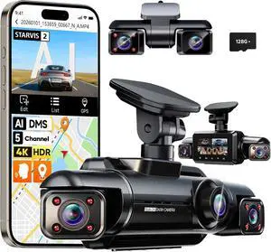 5 Channel 360° View Dash Cam Front and Rear, 4K + 3 * 1080P | STARVIS 2, 5.8GHz WiFi, Free 128GB Card, AI Driver Fatigue Alert, HDR Night Vision, GPS, Voice Control, 24H Parking Mode 5 Channel 360° View Dash Cam Front and Rear, 4K + 3 * 1080P | STARVIS 2, 5.8GHz WiFi, Free 128GB Card, AI Driver Fatigue Alert, HDR Night Vision, GPS, Voice Control, 24H Parking Mode