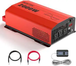 2000 Watt Pure Sine Wave Power Inverter 12V DC to 110V/120V AC Converter for Home, RV, Truck, Off-Grid Solar Power 3 AC Outlets Car Inverter with One 2 USB Port Type-C with Remote Control 2000 Watt Pure Sine Wave Power Inverter 12V DC to 110V/120V AC Converter for Home, RV, Truck, Off-Grid Solar Power 3 AC Outlets Car Inverter with One 2 USB Port Type-C with Remote Control
