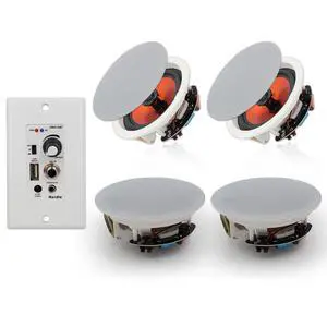 6.5'' Bluetooth Ceiling Speakers 600W 2-Way Flush Mount Speakers System with Wall Amplifier Receiver for Home Theater Office (2 Pairs, Paintable-Grille) 6.5'' Bluetooth Ceiling Speakers 600W 2-Way Flush Mount Speakers System with Wall Amplifier Receiver for Home Theater Office (2 Pairs, Paintable-Grille)