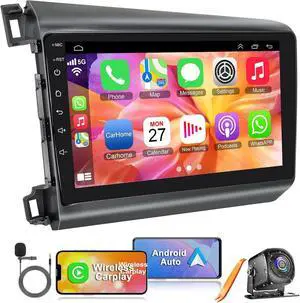 4G+64G Car Radio for Honda Civic 2012-2015 with Wireless Carpaly & Android Auto,9 Inch IPS Touch Screen Car Stereo with GPS Navigation/Bluetooth 5.2/FM/Backup Camera/WiFi/SWC/HiFi 4G+64G Car Radio for Honda Civic 2012-2015 with Wireless Carpaly & Android Auto,9 Inch IPS Touch Screen Car Stereo with GPS Navigation/Bluetooth 5.2/FM/Backup Camera/WiFi/SWC/HiFi