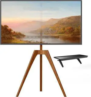 Solid Wood Easel TV Stand for 45-65'' TVs, Hidden Cable, Walnut | Stability, Easy to Assemble, Top Shelf, Swivel, Tripod TV Stand, Max VESA 400x400, Max holds 88lbs, Living room, Corner Solid Wood Easel TV Stand for 45-65'' TVs, Hidden Cable, Walnut | Stability, Easy to Assemble, Top Shelf, Swivel, Tripod TV Stand, Max VESA 400x400, Max holds 88lbs, Living room, Corner