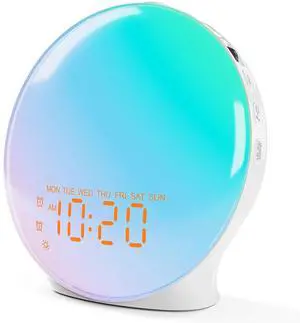 Full Screen Dimmer Sunrise Alarm Clocks for Bedrooms, Wake Up Light with FM Radio, 25 White Noise Sleep Sounds, Bluetooth Speaker, Dual Alarms Bedside Clock for Heavy Sleepers Full Screen Dimmer Sunrise Alarm Clocks for Bedrooms, Wake Up Light with FM Radio, 25 White Noise Sleep Sounds, Bluetooth Speaker, Dual Alarms Bedside Clock for Heavy Sleepers