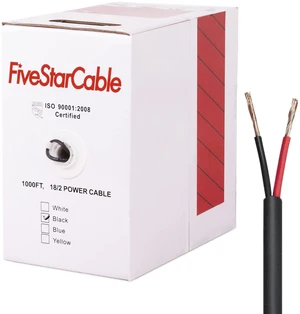 18/2 Gauge Low Voltage Cable Wire - 1000 ft, 18 AWG, 2 Conductors, PVC Jacket - for Security Systems, Alarm, Audio, Control, Intercom, and Speaker Applications 18/2 Gauge Low Voltage Cable Wire - 1000 ft, 18 AWG, 2 Conductors, PVC Jacket - for Security Systems, Alarm, Audio, Control, Intercom, and Speaker Applications