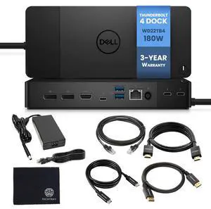 Dell WD22TB4 Thunderbolt 4 Dock 180W - 40Gbps, USB-C Dell Docking Station with 180W Adapter + Cables & Cloth - Supports Dual/Triple Monitor & 4K Displays (New) Dell WD22TB4 Thunderbolt 4 Dock 180W - 40Gbps, USB-C Dell Docking Station with 180W Adapter + Cables & Cloth - Supports Dual/Triple Monitor & 4K Displays (New)