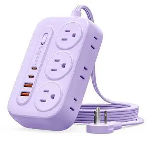 Surge Protector Power Strip, PD20W Multiple Outlets Extension Cord | 6 AC Outlets and 4 USB Charging Ports (2 USB-C), Flat Plug, 5 Ft Mountable Outlet Extender for Office/Dorm ETL Listed Surge Protector Power Strip, PD20W Multiple Outlets Extension Cord | 6 AC Outlets and 4 USB Charging Ports (2 USB-C), Flat Plug, 5 Ft Mountable Outlet Extender for Office/Dorm ETL Listed