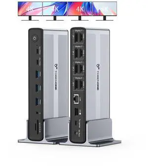 DisplayLink Docking Station 4 Monitor 20-in-1 Quad 4K@60Hz Display | 4HDMI+4DP, 150W Power Supply, Thunderbolt 5/4/3 & USB-C Compatible, Windows, Chrome, MacBook, 6 USB, Ethernet, SD/Micro SD DisplayLink Docking Station 4 Monitor 20-in-1 Quad 4K@60Hz Display | 4HDMI+4DP, 150W Power Supply, Thunderbolt 5/4/3 & USB-C Compatible, Windows, Chrome, MacBook, 6 USB, Ethernet, SD/Micro SD