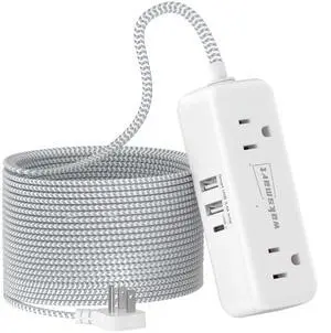 Flat Plug 25 FT Extension Cord with 4 AC Outlets | Long Braided Extension Cord, 3 USB Ports (5V/3.4A 17W) for Home Office Dorm Flat Plug 25 FT Extension Cord with 4 AC Outlets | Long Braided Extension Cord, 3 USB Ports (5V/3.4A 17W) for Home Office Dorm
