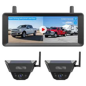 Dual Solar Wireless Magnetic Backup Camera, 2-Min Easy Install | 7.2" 1080P Split-Screen DVR Monitor, Wall-Mount, Hitch Back up Camera, IR Night Vision, IP69K Waterproof for Truck,RV,Trailer Dual Solar Wireless Magnetic Backup Camera, 2-Min Easy Install | 7.2" 1080P Split-Screen DVR Monitor, Wall-Mount, Hitch Back up Camera, IR Night Vision, IP69K Waterproof for Truck,RV,Trailer