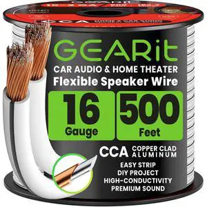 16 Gauge Speaker Wire 500FT,16/2 Speaker Cable for Home & Car Audio | White Speaker Wire 16 Gauge with Foot Markers,Polarity Marked,16 AWG Speaker Wires for DIY Installations(CCA,White) 16 Gauge Speaker Wire 500FT,16/2 Speaker Cable for Home & Car Audio | White Speaker Wire 16 Gauge with Foot Markers,Polarity Marked,16 AWG Speaker Wires for DIY Installations(CCA,White)
