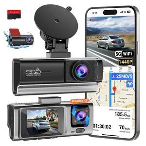 3 Channel 2.5K Dash Cam with 5GHz WiFi & APP Control, 2.5K+1080P+1080P Front Inside and Rear, Triple Dash Camera with SD Card, 24 Hours Parking Mode, Loop Recording, Night Vision 3 Channel 2.5K Dash Cam with 5GHz WiFi & APP Control, 2.5K+1080P+1080P Front Inside and Rear, Triple Dash Camera with SD Card, 24 Hours Parking Mode, Loop Recording, Night Vision