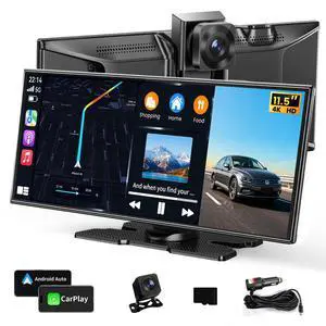 11.5" Largest Wireless Carplay Screen for Car, Portable A pple Carplay & Android Auto Touch Screen, 4K Dash Cam/App Control/1080p Backup Camera/Mirror Link/Voice Control/GPS/Bluetooth,for All Vehicles 11.5" Largest Wireless Carplay Screen for Car, Portable A pple Carplay & Android Auto Touch Screen, 4K Dash Cam/App Control/1080p Backup Camera/Mirror Link/Voice Control/GPS/Bluetooth,for All Vehicles