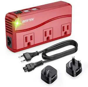 Universal Travel Adapter 220V to 110V Voltage Converter | with 6A 4-Port USB Charging and UK/AU/US/EU Worldwide Plug Adapter (Red) Universal Travel Adapter 220V to 110V Voltage Converter | with 6A 4-Port USB Charging and UK/AU/US/EU Worldwide Plug Adapter (Red)