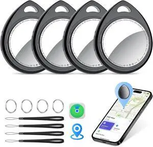 Air Tracker Tags-4 Pack Work with Apple Find My (iOS Only) 100dB Sound | 5.3 Smart Bluetooth Tracker, Smart Tag with Keychain/Lanyard, Item Finder for Luggage/Key/Suitcase, Replaceable Battery Black Air Tracker Tags-4 Pack Work with Apple Find My (iOS Only) 100dB Sound | 5.3 Smart Bluetooth Tracker, Smart Tag with Keychain/Lanyard, Item Finder for Luggage/Key/Suitcase, Replaceable Battery Black