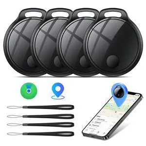 Air Tracker Tags-4 Pack: Smart Bluetooth Tracker, Compatible with Apple Find My APP (iOS Only) Replaceable Battery, IP67 Waterproof, Suitable for Luggage, Wallets, Backpacks, Keys Tracking Tag, Black Air Tracker Tags-4 Pack: Smart Bluetooth Tracker, Compatible with Apple Find My APP (iOS Only) Replaceable Battery, IP67 Waterproof, Suitable for Luggage, Wallets, Backpacks, Keys Tracking Tag, Black