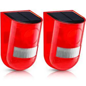 Solar Sound and Light Alarm Motion Sensor 129db Outdoor Security Siren Waterproof Activated Detector Driveway Alarm 6 LEDs Flash Warning Deterrent Strobe System for Home, Farm(Red,2 Pack) Solar Sound and Light Alarm Motion Sensor 129db Outdoor Security Siren Waterproof Activated Detector Driveway Alarm 6 LEDs Flash Warning Deterrent Strobe System for Home, Farm(Red,2 Pack)