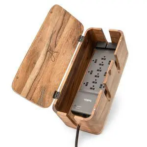 Acacia Cable Management Box - Rustic Design (Front Slots, Large) | Acacia Wood, Cable Organizer, Rustic Style, Modern Design, Desktop Storage Acacia Cable Management Box - Rustic Design (Front Slots, Large) | Acacia Wood, Cable Organizer, Rustic Style, Modern Design, Desktop Storage