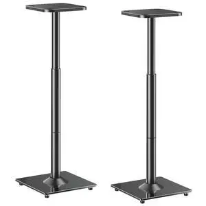 Speaker Stands Pair, 28"-37.4" Height Adjustable, Max 22 lbs, Glass Base | Surround Sound Speaker Stand with Cable Management, Universal Floor Stand for Bookshelf Satellite Studio Large Speaker, Black Speaker Stands Pair, 28"-37.4" Height Adjustable, Max 22 lbs, Glass Base | Surround Sound Speaker Stand with Cable Management, Universal Floor Stand for Bookshelf Satellite Studio Large Speaker, Black