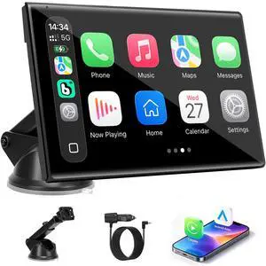 Carplay Screen for Car, 7 inch Wireless Carplay & Android AutoBlack | Portable Touchscreen car play with Mirror LinkBluetoothVoice ControlMap NavigationFM TransmitPlug-and-Play car stereo Carplay Screen for Car, 7 inch Wireless Carplay & Android AutoBlack | Portable Touchscreen car play with Mirror LinkBluetoothVoice ControlMap NavigationFM TransmitPlug-and-Play car stereo